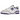 New Balance 550 White Purple sneakers i vinklet profil med hvid læderoverdel, lilla detaljer og klassisk snøring