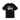 Stussy Tee Black sneakers frontprofil med klassisk hvidt logo print på brystet og blødt sort bomuldsmateriale